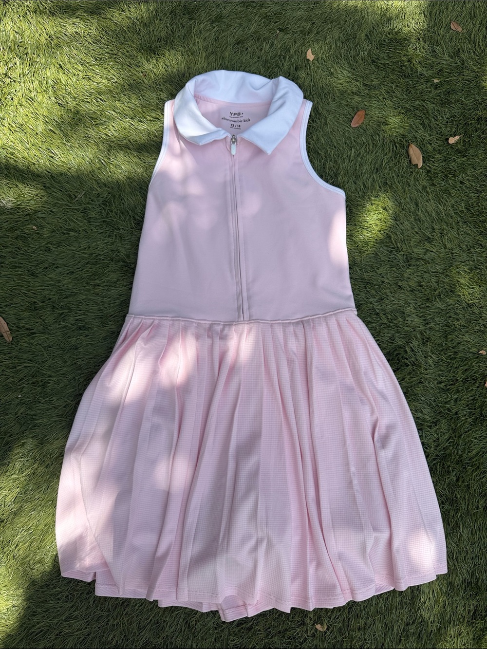 abercrombie kids Light Pink Sleeveless tennis Polo Zip Dress